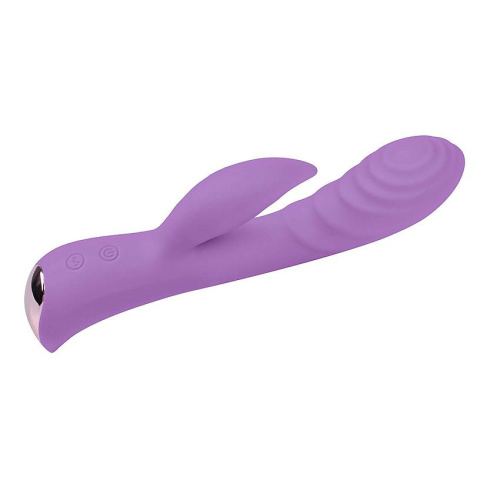Фиолетовый вибромассажер-кролик 5  Silicone Ripple Passion - 19,1 см. фото 3