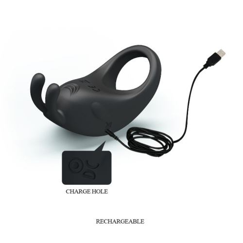 Чёрное эрекционное кольцо с вибрацией Rabbit Vibrator фото 5