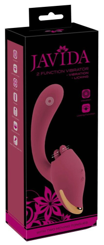 Малиновый вибратор с подвижными язычками 2 Function Vibrator - 20,6 см. фото 2