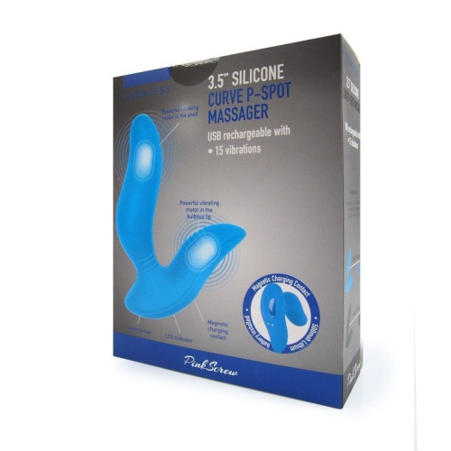 Синий вибромассажер простаты 3,5’’ Curve P-spot Massager - 12 см. фото 4