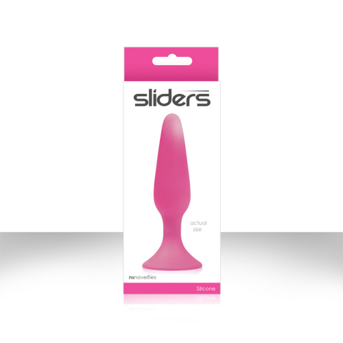 Розовая анальная пробка Sliders Silicone Anal Plugs Small на присоске - 11,35 см. фото 3