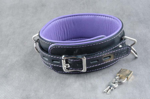 Средний подвёрнутый ошейник с фиолетовым подкладом фото 2
