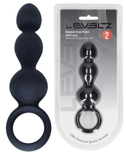 Черная анальная елочка Beaded Silicone Anal Probe with Loop фото 2 Черная анальная елочка Beaded Silicone Anal Probe with Loop фото 2