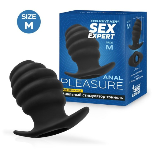Черный рельефный анальный стимулятор-тоннель - 8 см. фото 2 Черный рельефный анальный стимулятор-тоннель - 8 см. фото 2