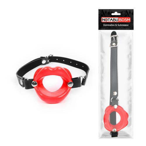 Красный кляп-губки на черном регулируемом ремешке фото 2