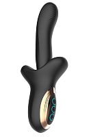 Черный вибратор с постукивающим эффектом - 22 см.