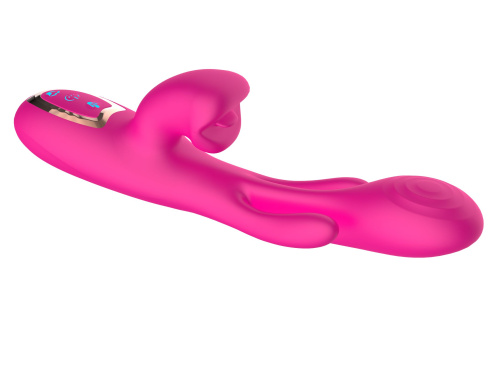 Розовый вибратор со стимуляцией клитора и фингерингом - 23,5 см. фото 2