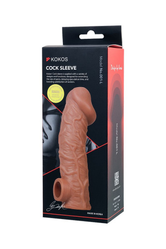 Телесная насадка на фаллос с отверстием для мошонки Cock Sleeve 001 Size L - 17,6 см. фото 10