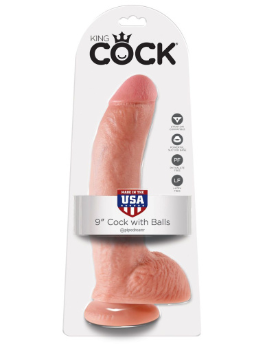 Телесный фаллоимитатор 9  Cock with Balls - 22,9 см. фото 5