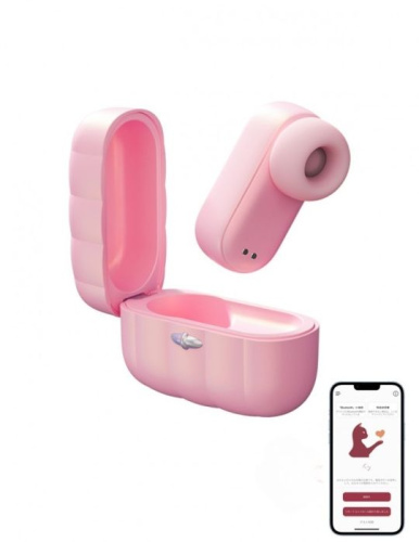 Розовый вакуумный стимулятор клитора Alggie Earphone с управлением через приложение фото 2