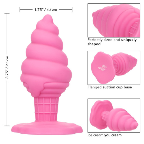 Розовая анальная пробка в виде мороженого Yum Bum Ice Cream Cone Butt Plug - 9,5 см. фото 5