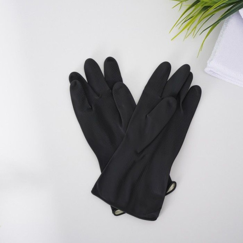 Черные хозяйственные латексные перчатки (размер L) фото 7