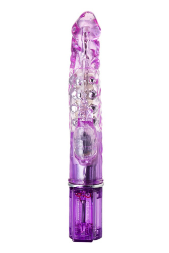 Фиолетовый хай-тек вибратор High-Tech fantasy с бусинами и отростком - 27,2 см. фото 3
