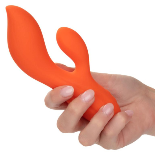 Оранжевый вибратор-кролик Liquid Silicone Dual Teaser фото 7
