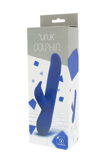 Синий вибратор с клиторальным стимулятором UNIK DOLPHIN - 20,7 см. фото 2