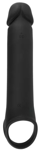 Черная вибронасадка для пениса с хомутом для мошонки и пультом ДУ Remote Controlled Penis Extension фото 3