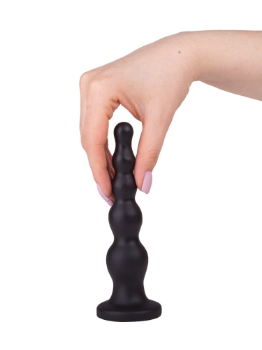 Чёрная анальная ёлочка с ограничительным основанием - 17,5 см. фото 3