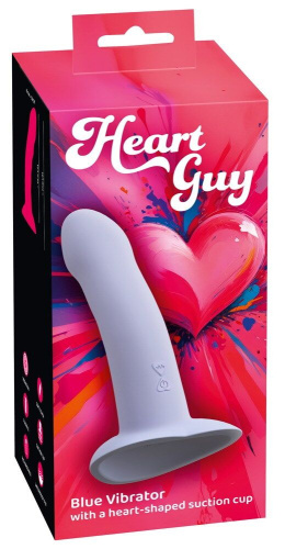 Голубой вибростимулятор на присоске Heart Guy - 17 см. фото 2