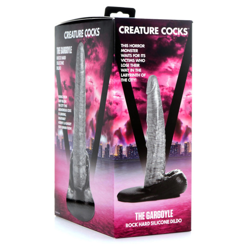 Серый фантазийный фаллоимитатор The Gargoyle Rock Hard Silicone Dildo - 23,6 см. фото 5