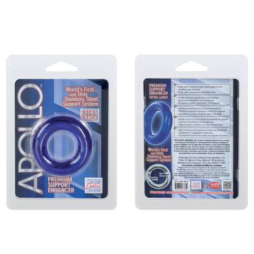 Синее эрекционное кольцо Apollo Premium Support Enhancers - Extra Large фото 2