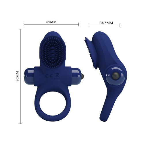 Синее эрекционное виброкольцо в клиторальной щеточкой фото 5