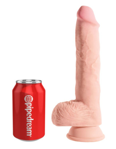 Телесный фаллоимитатор на присоске 10  Triple Density Fat Cock with Balls - 27,9 см. фото 6