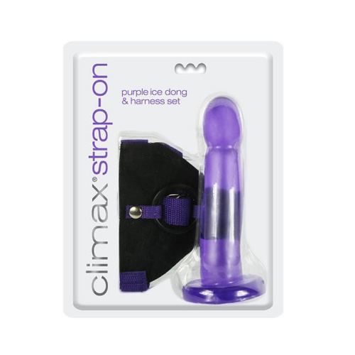 Фиолетовый страпон Climax Strap-on Purple Ice Dong & Harness set - 17,8 см. фото 2