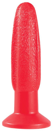 Красная анальная пробка с рельефной поверхностью MENZSTUFF GROOVY PROBE - 13 см.