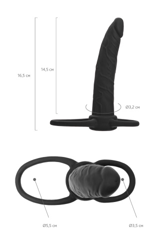 Черная насадка на пенис для двойного проникновения Black&Red - 16,5 см. фото 7