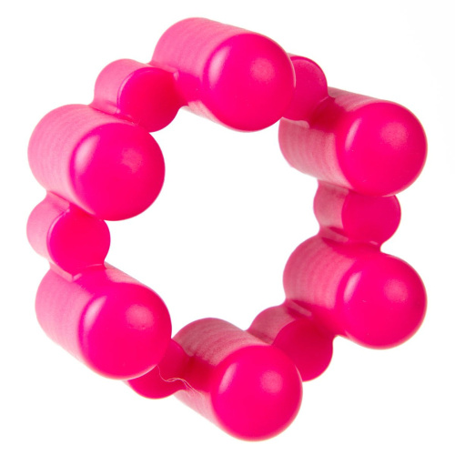 Розовое эрекционное кольцо с вибрацией Sixshot