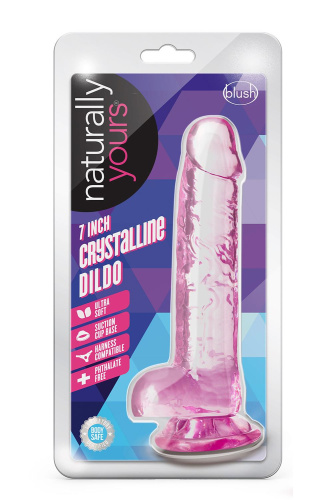 Розовый фаллоимитатор 7 Inch Crystalline Dildo - 17,7 см. фото 2