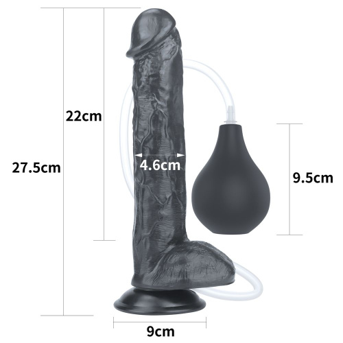 Черный фаллоимитатор-гигант с грушей 11 Squirt Extreme Dildo - 27,5 см. фото 2